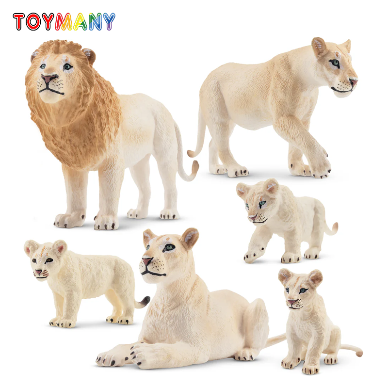 Kids Toys Under $5 - 6Pcs 시뮬레이션 화이트 라이온 가족 동물