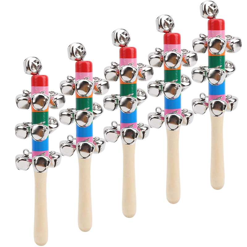 5PCS 나무 징글 핸드 벨 레인보우 스틱 셰이커 래틀 - Kids Toys Xylophone 리뷰 및 가격