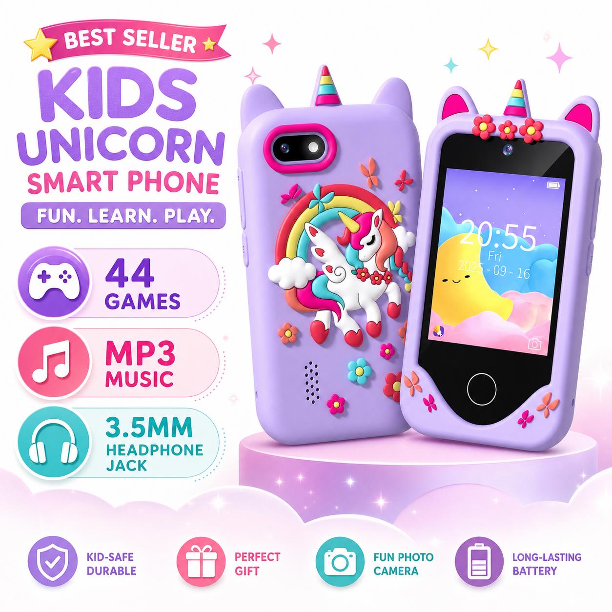 키즈 스마트 토이폰 44 퍼즐 게임 MP3 플레이어 카 - Kids Toys Smartphone 리뷰 및 가격