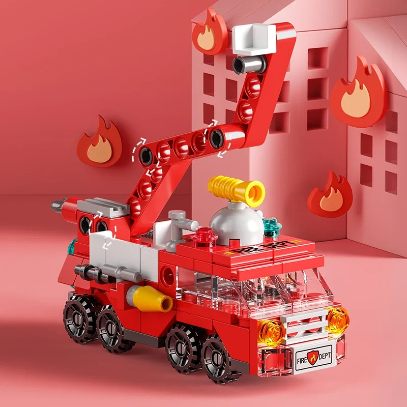 어린이용 도시 소방차 빌딩 블록, 경찰 트럭, 엔지니어 - Kids Toys Helicopter 리뷰 및 가격